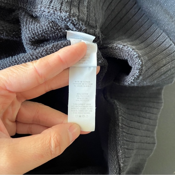 Aerie Down to Earth Soft Black Cotton Ribbed Quarter Zip Pullover Sweatshirt M - Picture 8 of 11